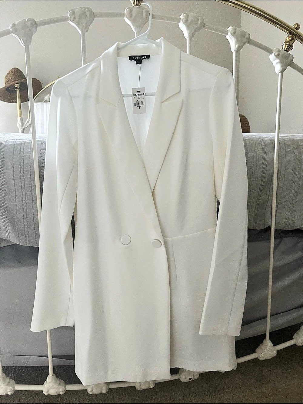 Express Double-Breasted White Blazer romper Size Small NWT